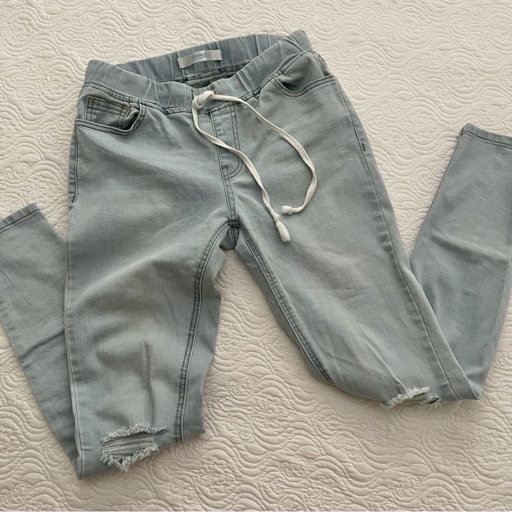 Highway Jeans Pull On Tie Waist Light Wash Jean Jeggings Size Small